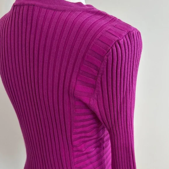 INC Women's Magenta Lace-Up Ribbed Sweater - Picture 8 of 8